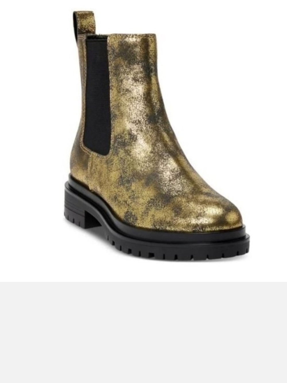 NWT! Lauren Ralph Lauren Chelsea Leather Booties Size 7 in Distressed Gold